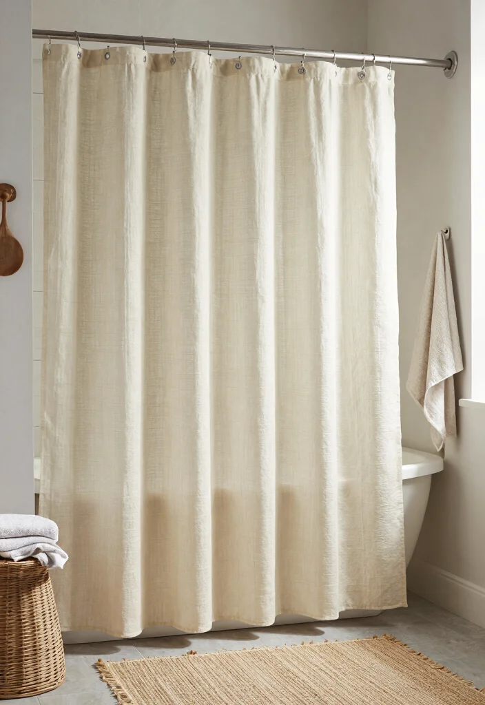 12 Shower Curtain Ideas Bathroom for a Fresh Updated Look - 8. Sustainable Textiles 1