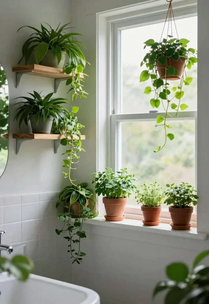 12 Small Bathroom Design Ideas to Maximize Limited Space 122 12 Small Bathroom Design Ideas to Maximize Limited Space - 12. Plants for Freshness 1