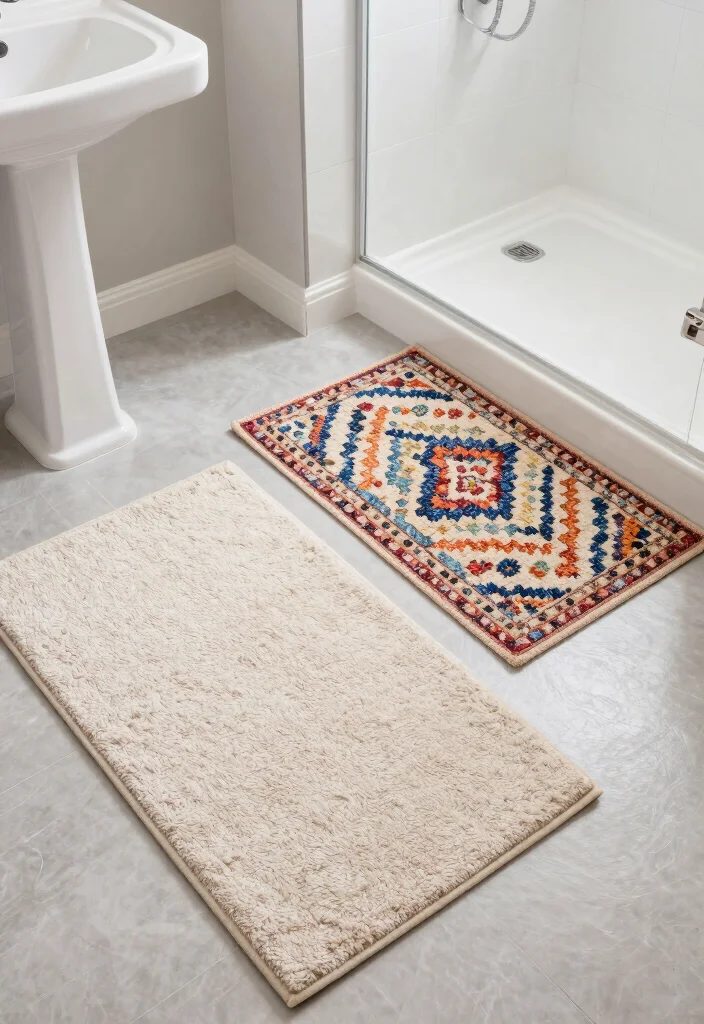 12 Small Bathroom Design Ideas to Maximize Limited Space 89 12 Small Bathroom Design Ideas to Maximize Limited Space - 9. Clever Bath Rugs 1