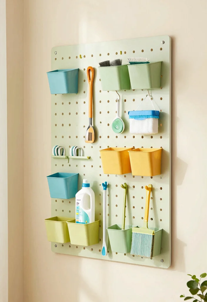 12 Small Utility Room Organization Ideas to Maximize Every Inch 100 12 Small Utility Room Organization Ideas to Maximize Every Inch - 10. Hang Cleaning Supplies on a Pegboard 1