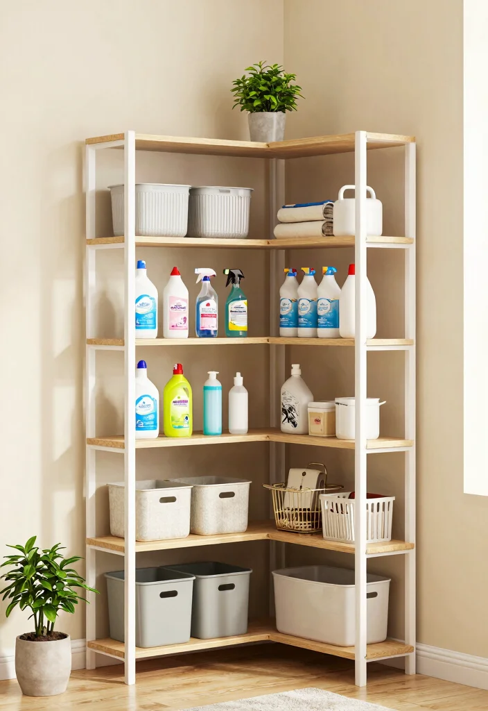 12 Small Utility Room Organization Ideas to Maximize Every Inch 67 12 Small Utility Room Organization Ideas to Maximize Every Inch - 7. Maximize Corner Spaces with Corner Shelves 1