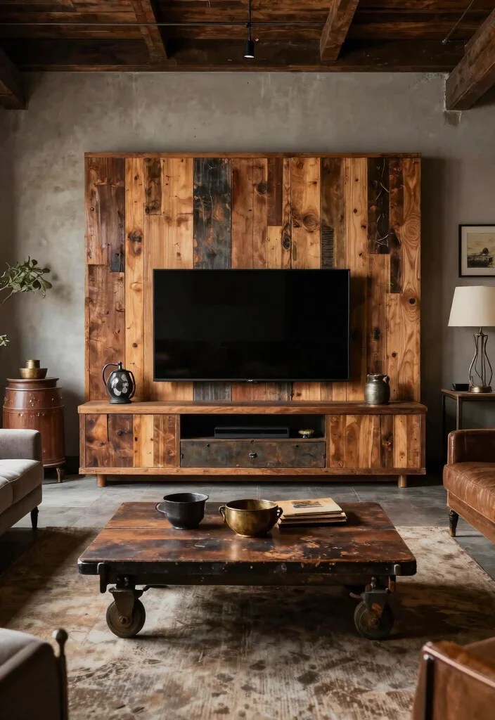12 Stylish TV Disguise Ideas That Blend Perfectly into Your Decor - 10. Rugged Industrial Panels 1