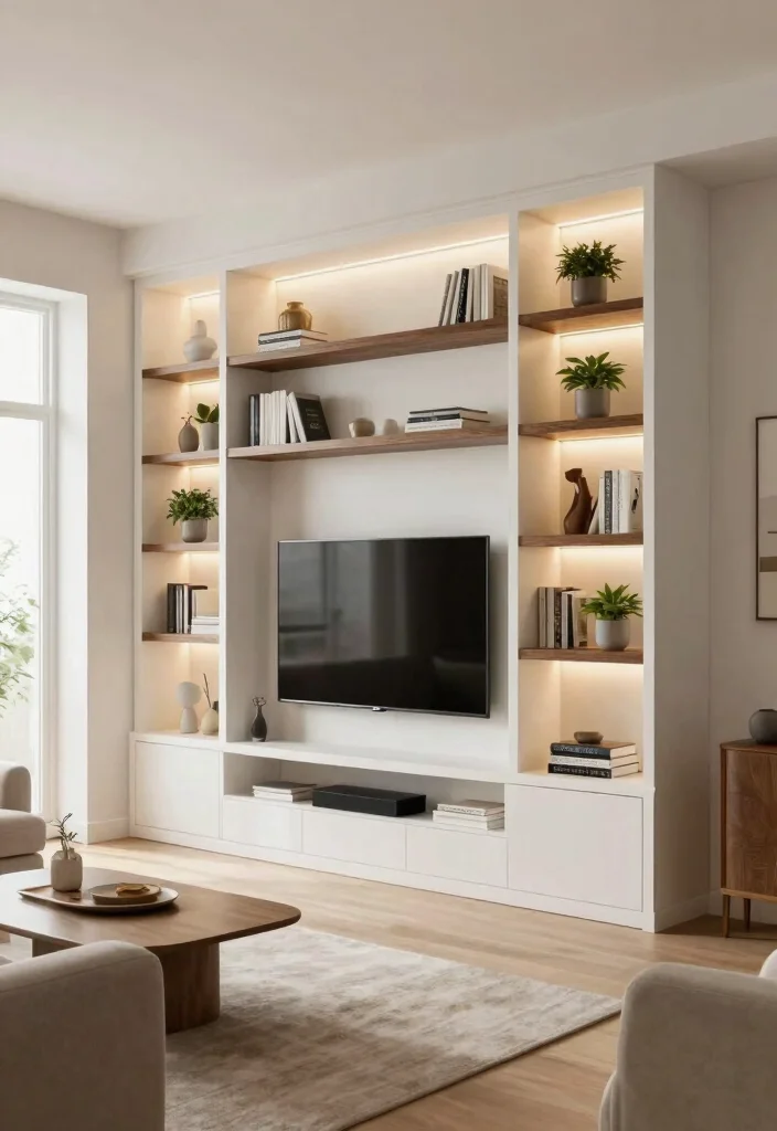 12 Stylish TV Disguise Ideas That Blend Perfectly into Your Decor - 2. Built-In Shelving Unit 1