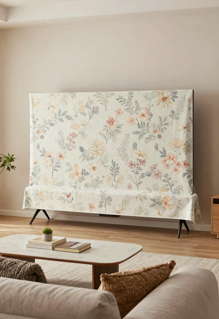 12 Stylish TV Disguise Ideas That Blend Perfectly into Your Decor - 3. Decorative TV Covers 1