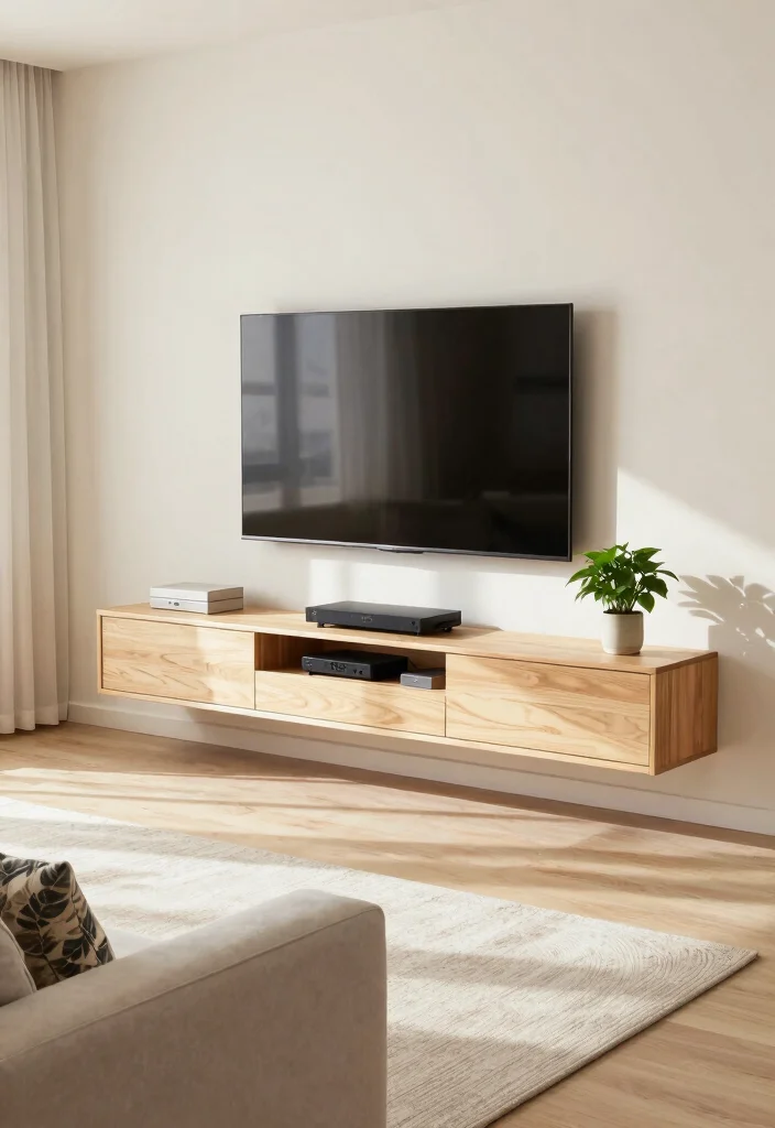 12 Stylish TV Disguise Ideas That Blend Perfectly into Your Decor - 4. Floating Media Console 1