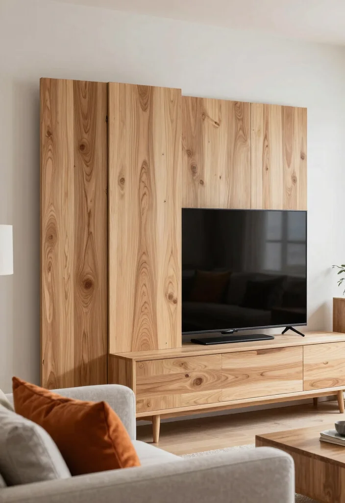 12 Stylish TV Disguise Ideas That Blend Perfectly into Your Decor - 9. Natural Wood Screens 1