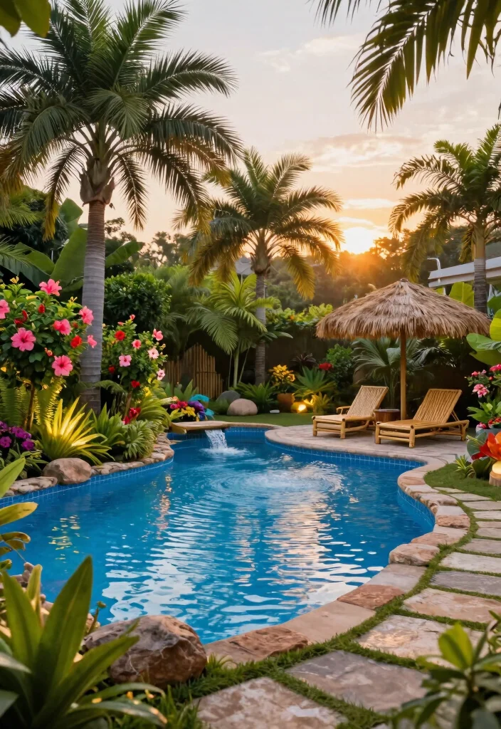 12 Swimming Pool Backyard Ideas for a Fresh Resort Feel - 1. Tropical Paradise 1