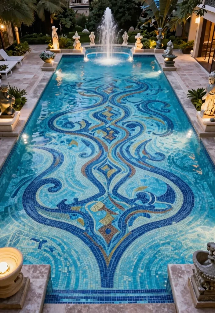 12 Swimming Pool Backyard Ideas for a Fresh Resort Feel - 11. Artistic Pool Features 1