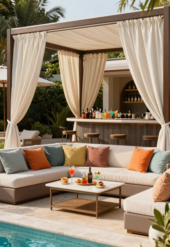 12 Swimming Pool Backyard Ideas for a Fresh Resort Feel - 7. Luxurious Lounge Space 1