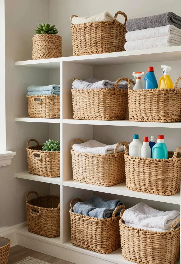 12 Utility Room Storage Solutions for a Neat Streamlined Space 34 12 Utility Room Storage Solutions for a Neat Streamlined Space - 4. Incorporate Woven Baskets 1