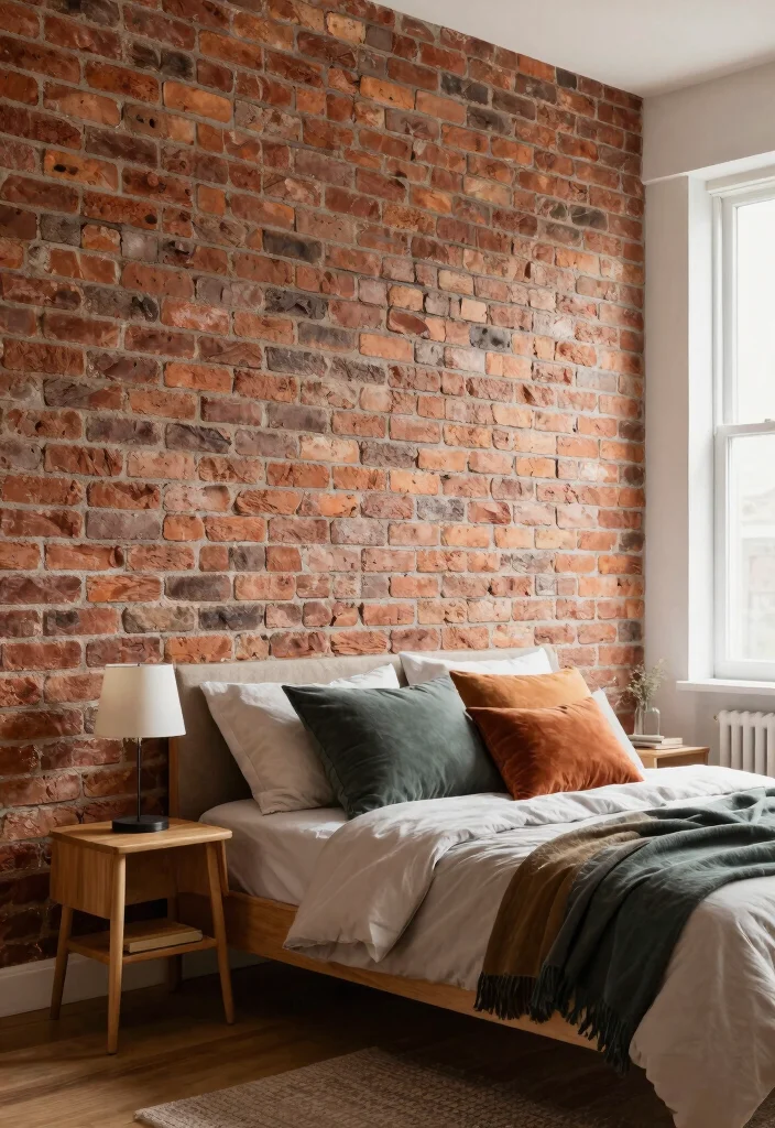 12 Wall Design Ideas Bedroom for Stylish Accent Updates - 12. Sustainable Brick Wall 1