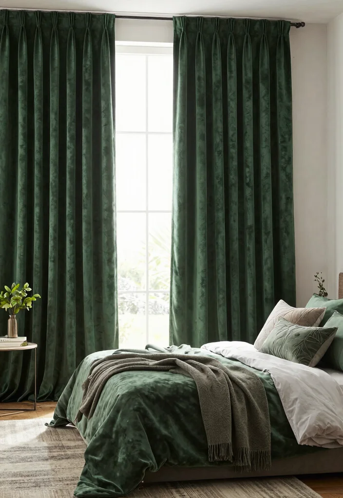 12 Window and Curtain Ideas for Balanced Bright Interiors - 3. Eco-Friendly Velvet Curtains for Luxurious Comfort 1