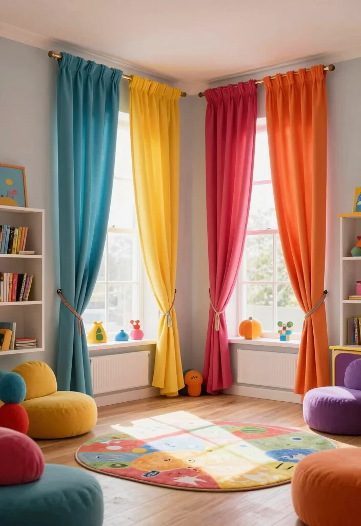 12 Window and Curtain Ideas for Balanced Bright Interiors - 6. Colorful Curtains to Brighten Up Any Room 1
