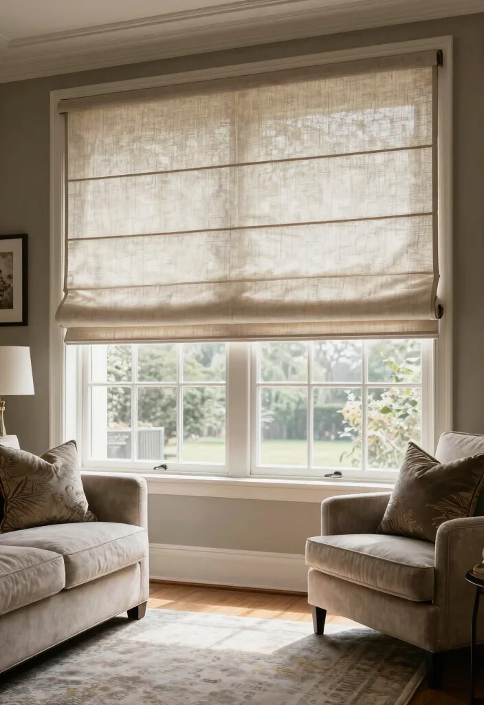 12 Window and Curtain Ideas for Balanced Bright Interiors - 9. Classic Roman Shades for Timeless Elegance 1