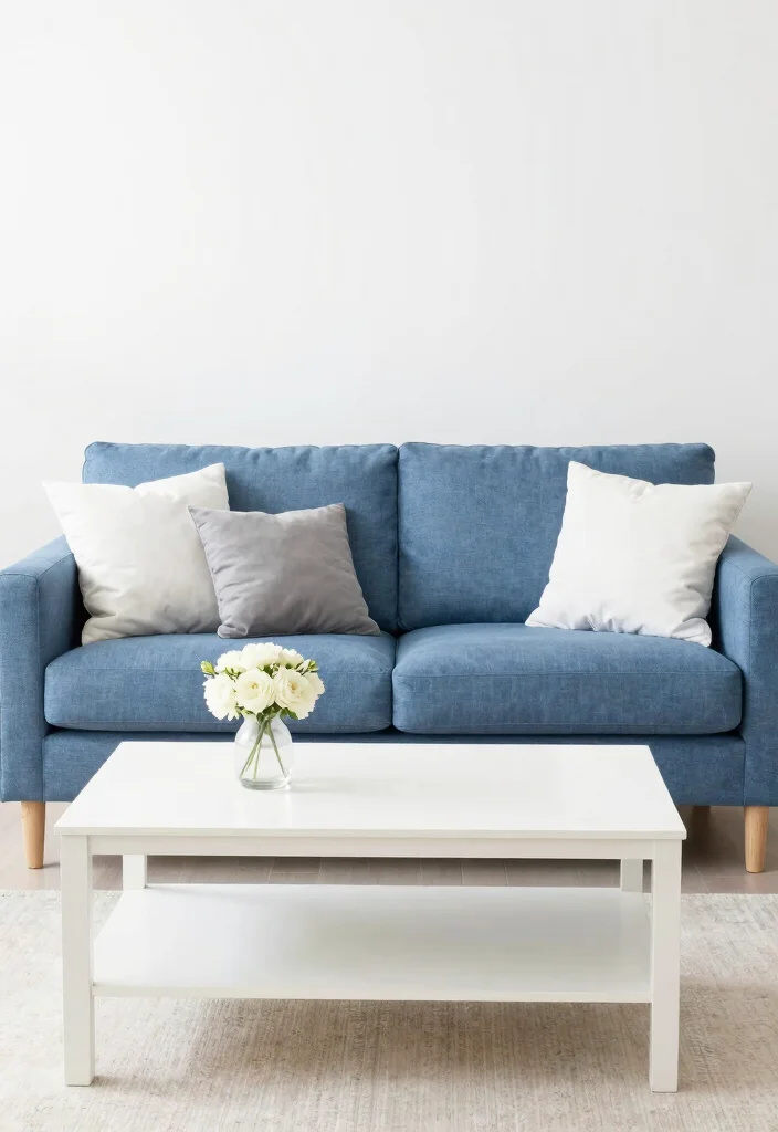 14 Blue Couch Living Room Color Schemes for a Cohesive Look - 9. Crisp Whites: Timeless Elegance 1