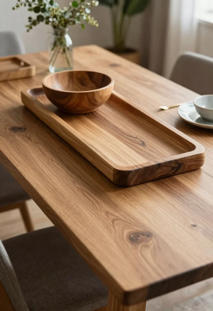 14 Dining Table Decor Ideas for a Beautiful Everyday Setup 133 14 Dining Table Decor Ideas for a Beautiful Everyday Setup - 13. Handcrafted Wooden Accents 1