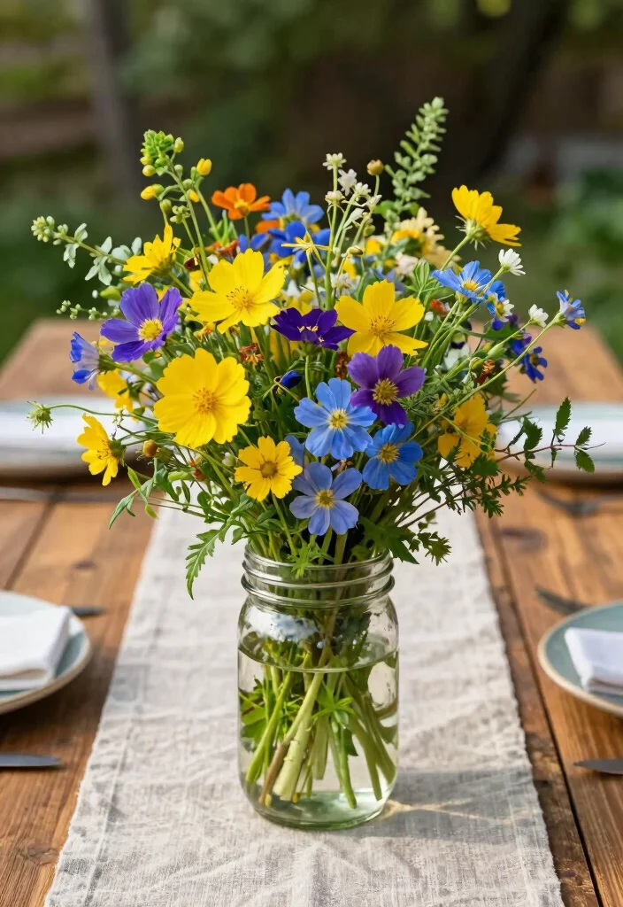 14 Floral Centerpiece Ideas for Fresh Inviting Table Settings 1 14 Floral Centerpiece Ideas for Fresh Inviting Table Settings - 1. Vibrant Wildflower Arrangements 1