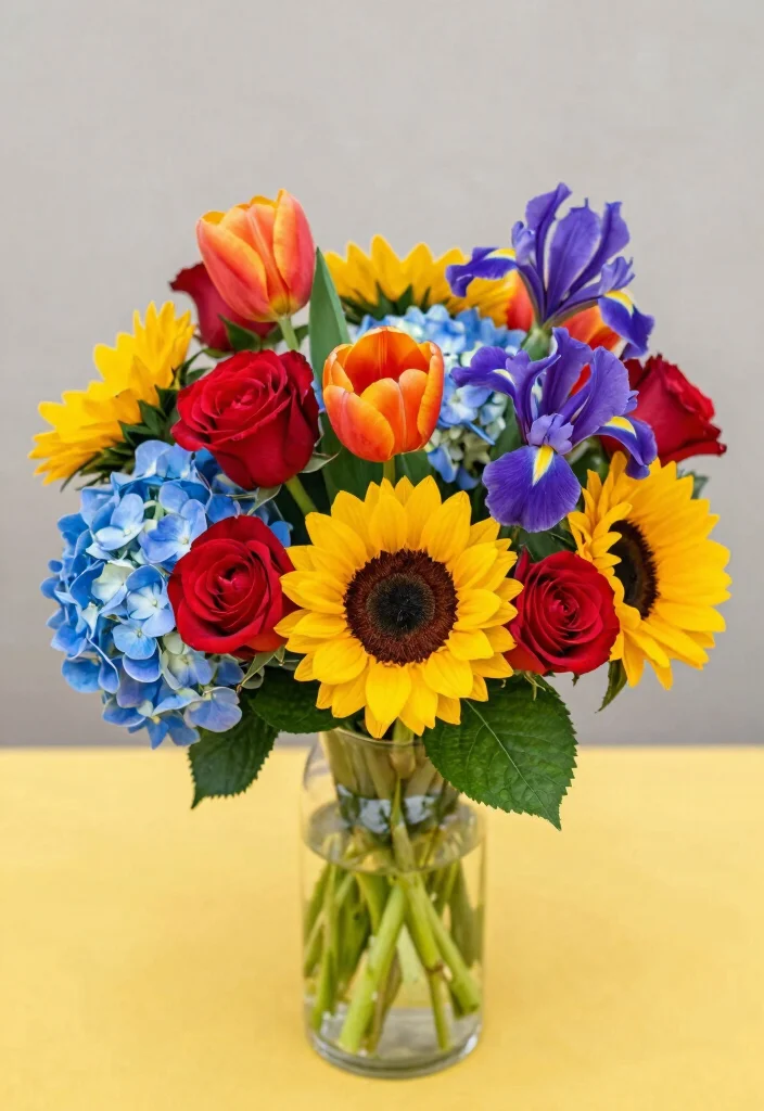 14 Floral Centerpiece Ideas for Fresh Inviting Table Settings 122 14 Floral Centerpiece Ideas for Fresh Inviting Table Settings - 12. Colorful Rainbow Arrangements 1