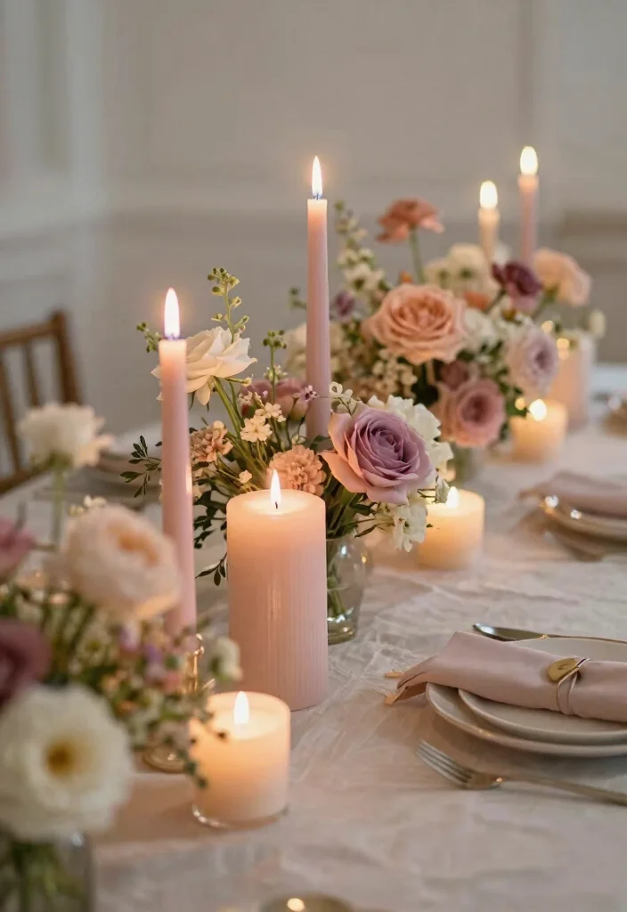 14 Floral Centerpiece Ideas for Fresh Inviting Table Settings 144 14 Floral Centerpiece Ideas for Fresh Inviting Table Settings - 14. Candle and Floral Combos 1