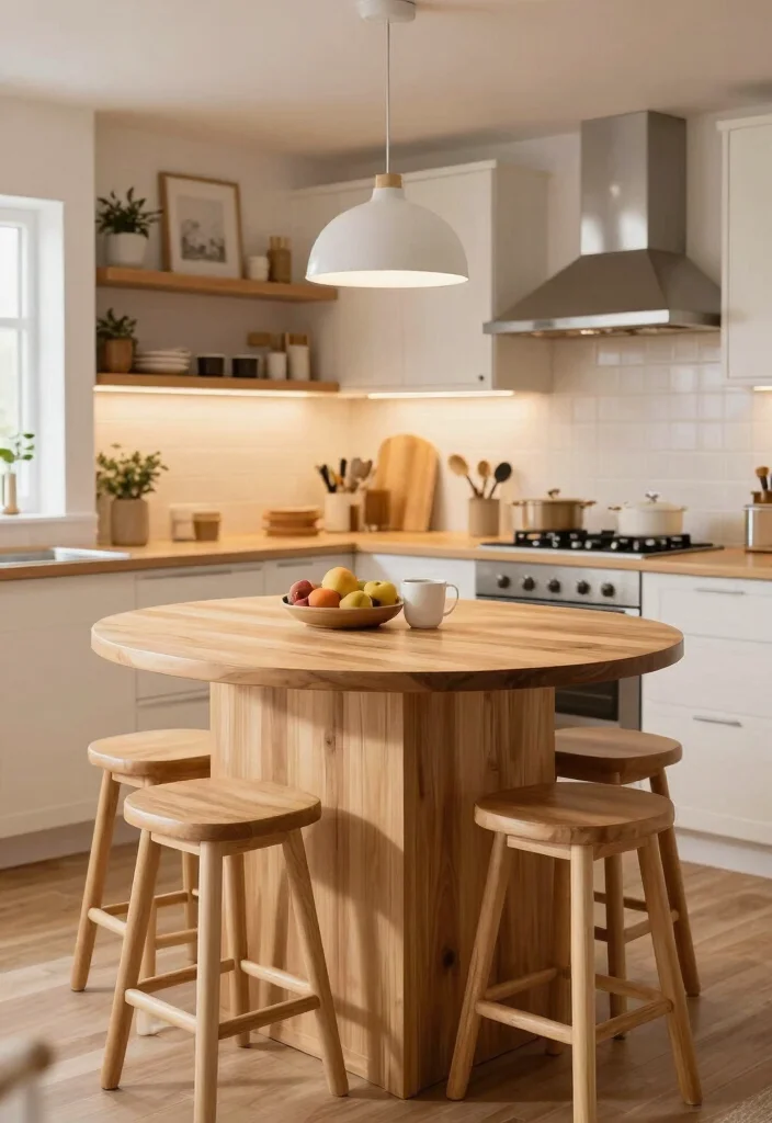 14 Kitchen Island Ideas for Extra Prep and Seating Space 45 14 Kitchen Island Ideas for Extra Prep and Seating Space - 5. Compact Round Island 1