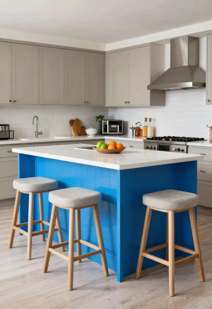 14 Kitchen Island Ideas for Extra Prep and Seating Space 89 14 Kitchen Island Ideas for Extra Prep and Seating Space - 9. Bold Color Statement 1