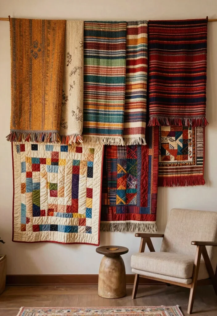 14 Large Wall Decorating Ideas to Fill Big Empty Spaces - 9. Layered Textiles 1