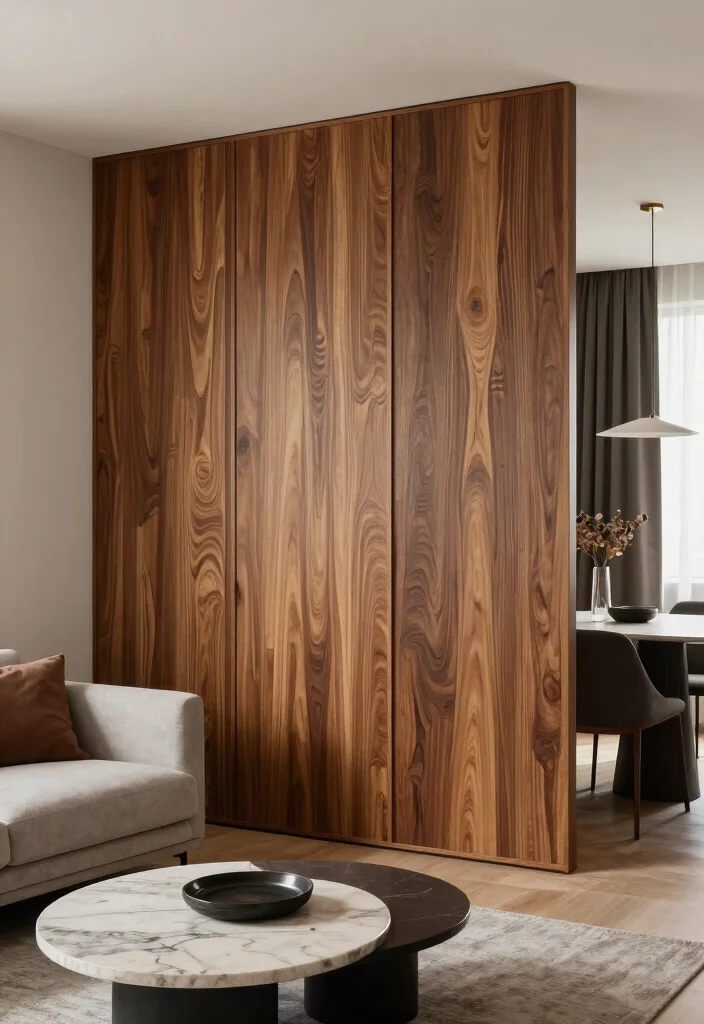 14 Living Dining Room Divider Ideas for Better Space Definition - 10. Decorative Wall Panels 1