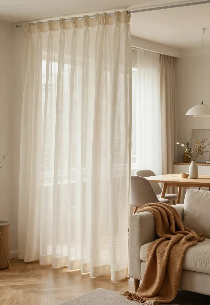 14 Living Dining Room Divider Ideas for Better Space Definition - 3. Fabric Room Dividers 1