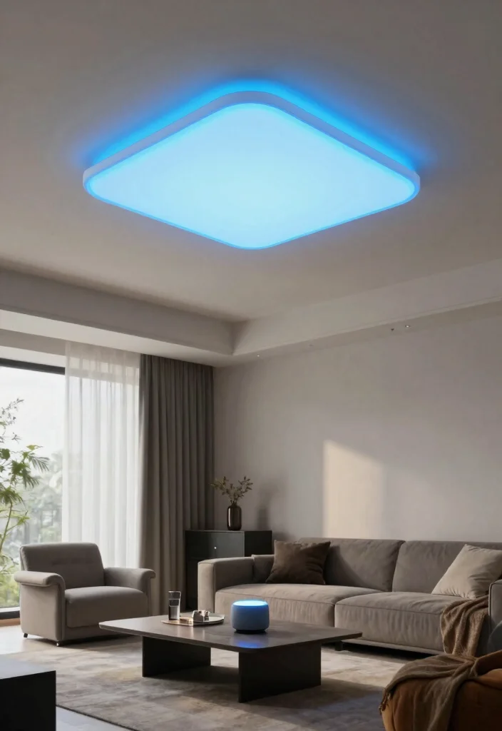 14 Living Room Ceiling Light Ideas for Better Mood and Function - 4. Smart Lighting Solutions for Modern Living 1