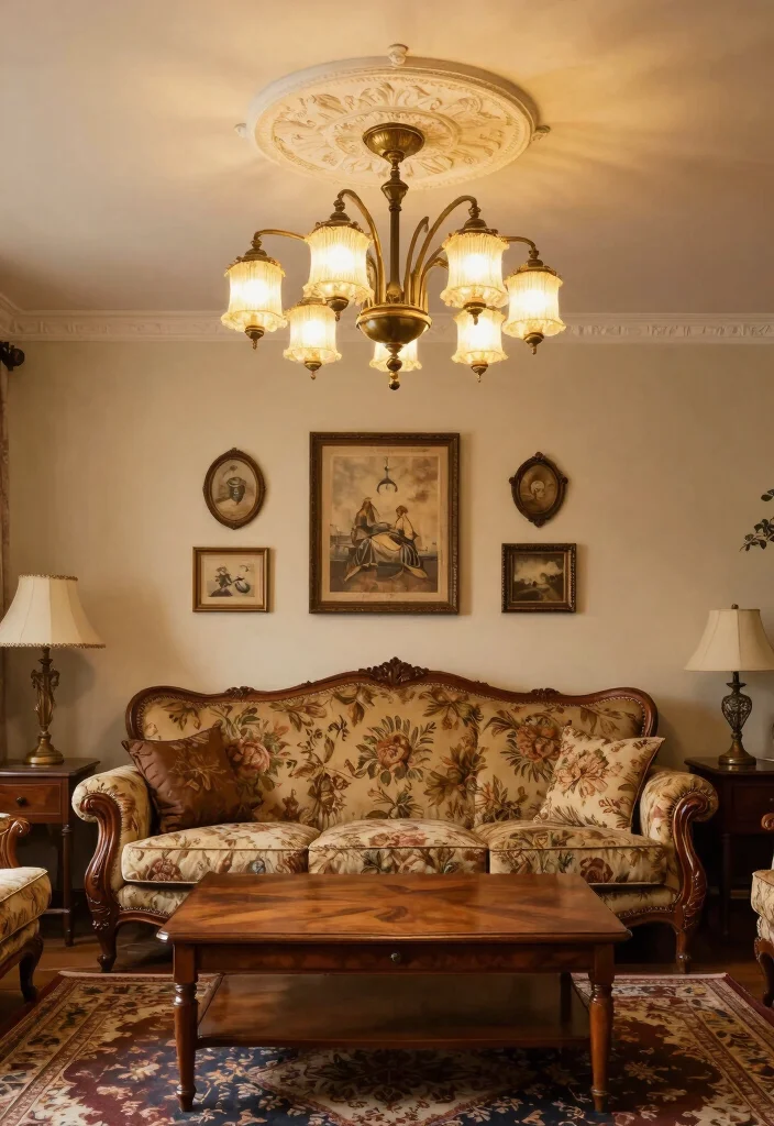 14 Living Room Ceiling Light Ideas for Better Mood and Function - 6. Vintage-Inspired Fixtures for a Timeless Touch 1