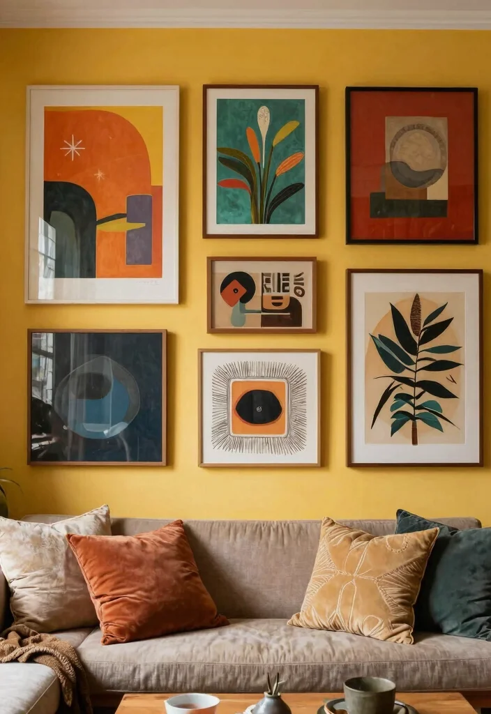 14 Living Room Wall Art Ideas to Transform Blank Spaces - 13. Accent Wall Art 1