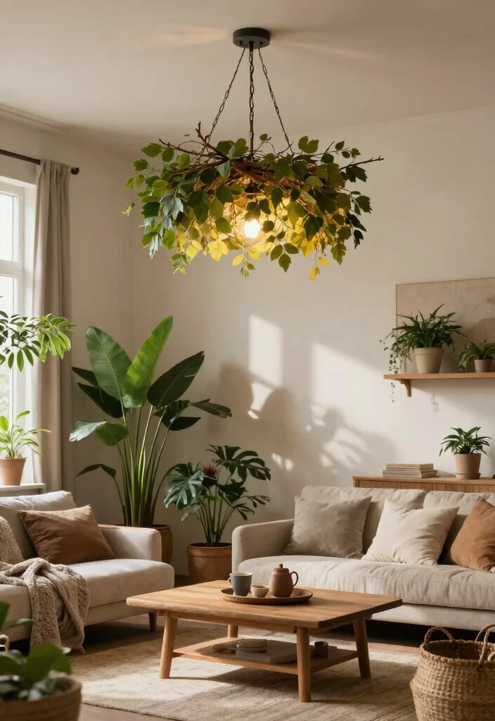14 Luxury Chandelier Ideas to Elevate Your Living Room Ambiance - 7. Nature-Inspired Chandelier 1