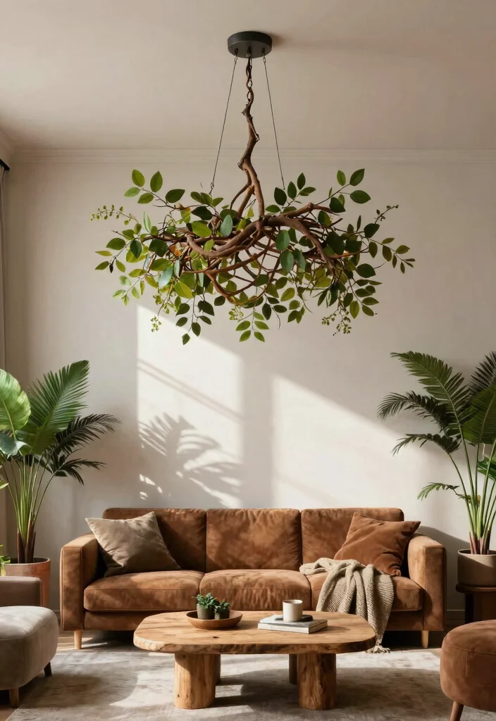 14 Modern Chandelier Ideas to Brighten Your Living Room Style - 10. Nature-Inspired Designs 1
