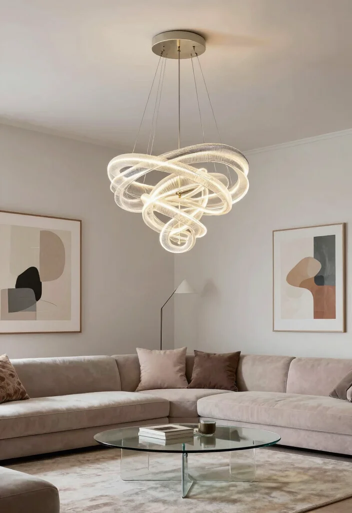 14 Modern Chandelier Ideas to Brighten Your Living Room Style - 5. Artistic Sculptures 1