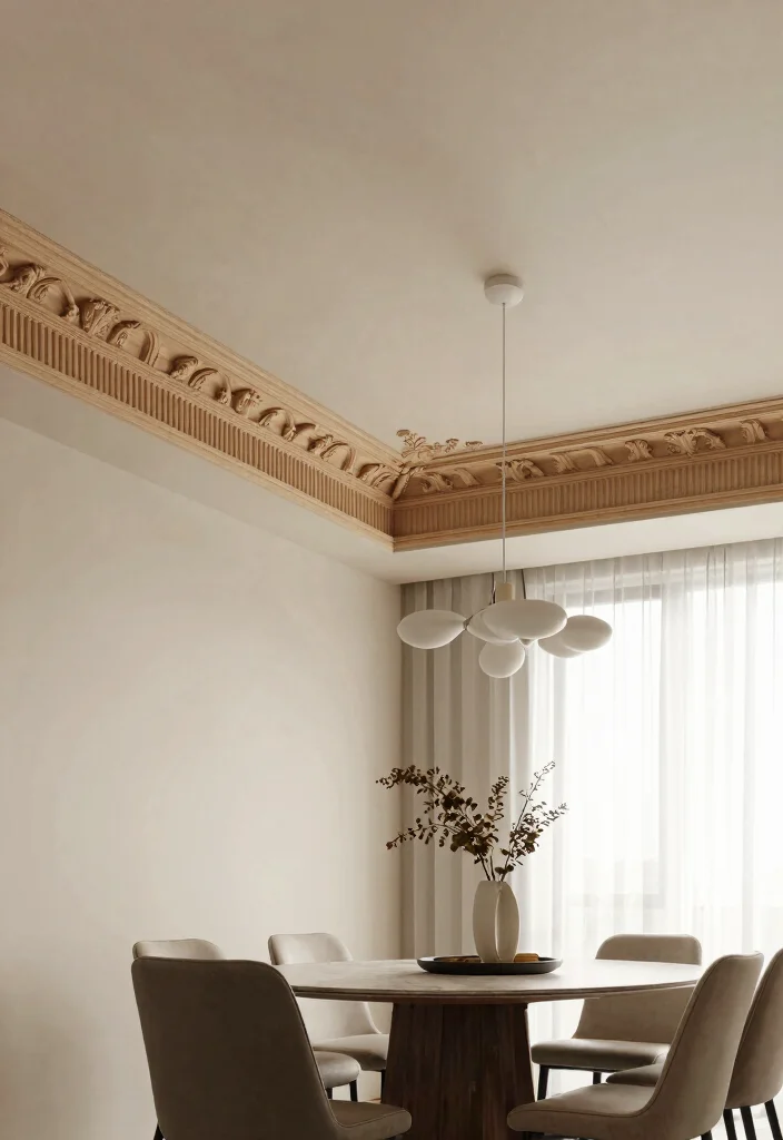 14 Modern Wall Trim Styles to Refresh Any Room Effortlessly 23 14 Modern Wall Trim Styles to Refresh Any Room Effortlessly - 3. Decorative Crown Molding 1