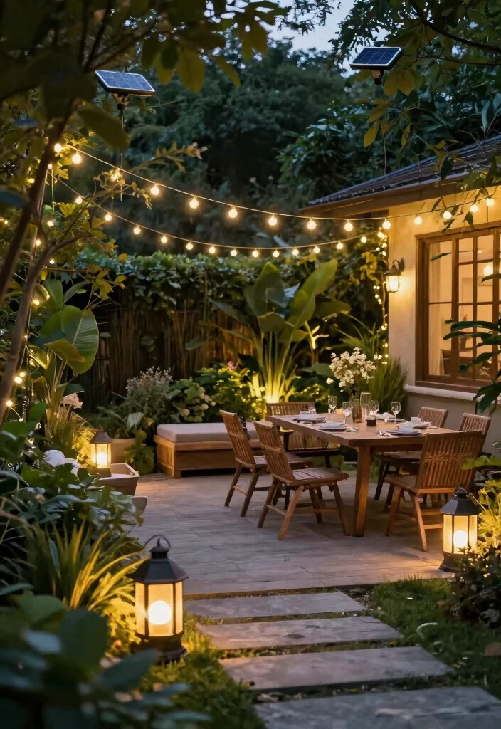 14 Outdoor Ideas Backyard for Stylish Functional Spaces - 8. Sustainable Outdoor Lighting 1