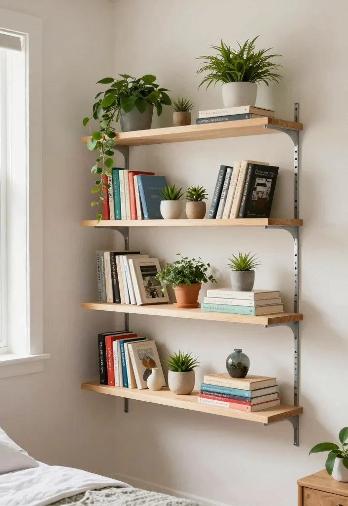 14 Small Bedroom Ideas to Make Compact Rooms Feel Larger 45 14 Small Bedroom Ideas to Make Compact Rooms Feel Larger - 5. Open Shelving 1