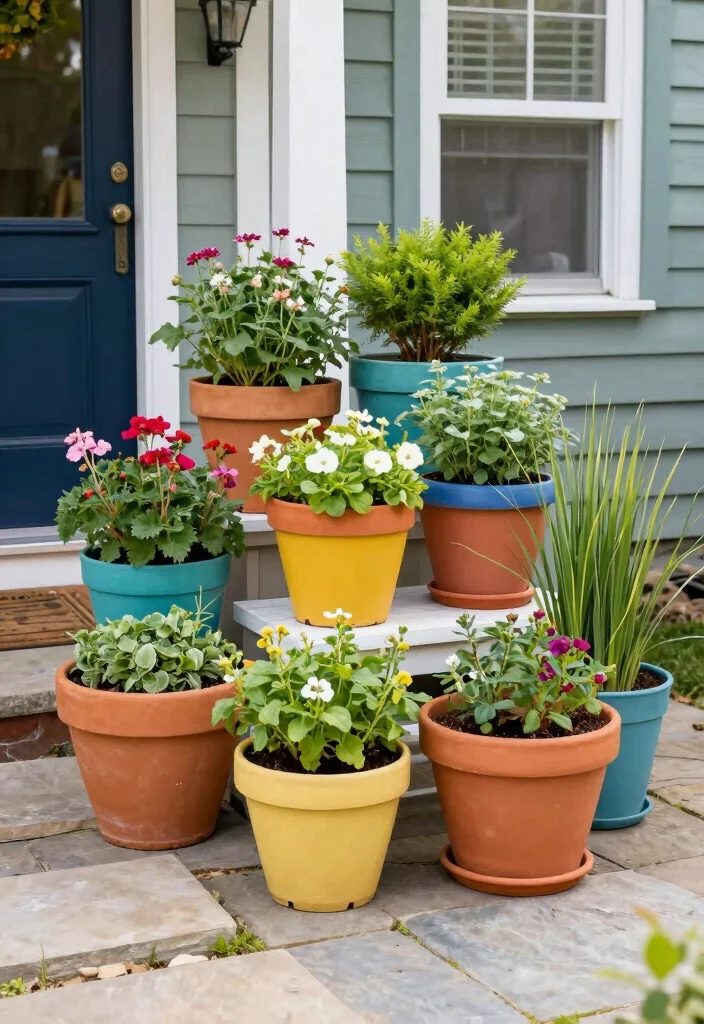 14 Small Front Yard Landscaping Ideas to Maximize Tight Spaces - 4. Container Gardening for Flexibility 1