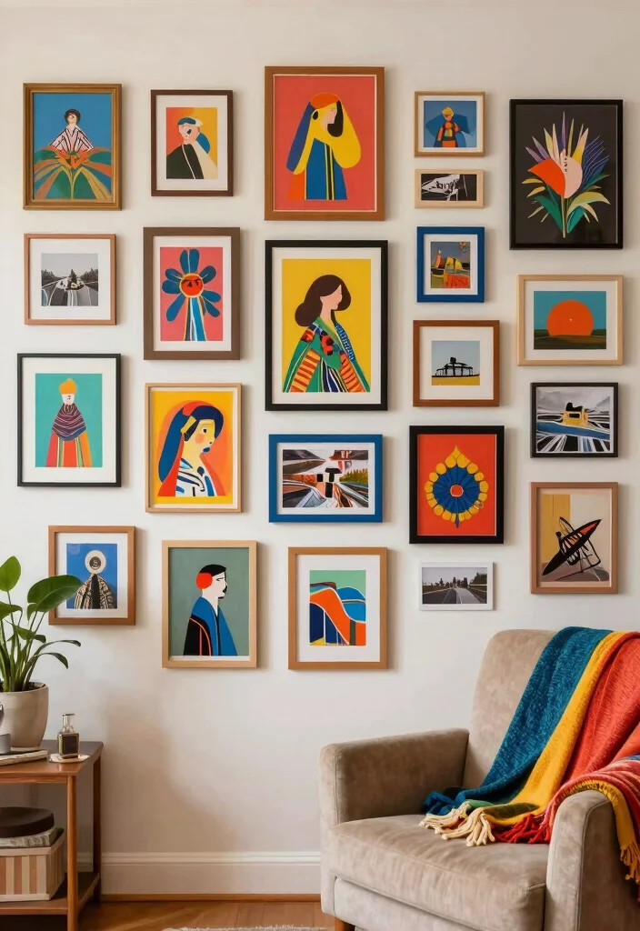 15 Gallery Wall Ideas for a Stylish Personalized Living Room - 2. Eclectic Mix 1