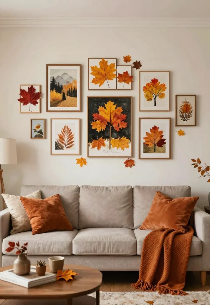 15 Gallery Wall Ideas for a Stylish Personalized Living Room - 8. Seasonal Themes 1