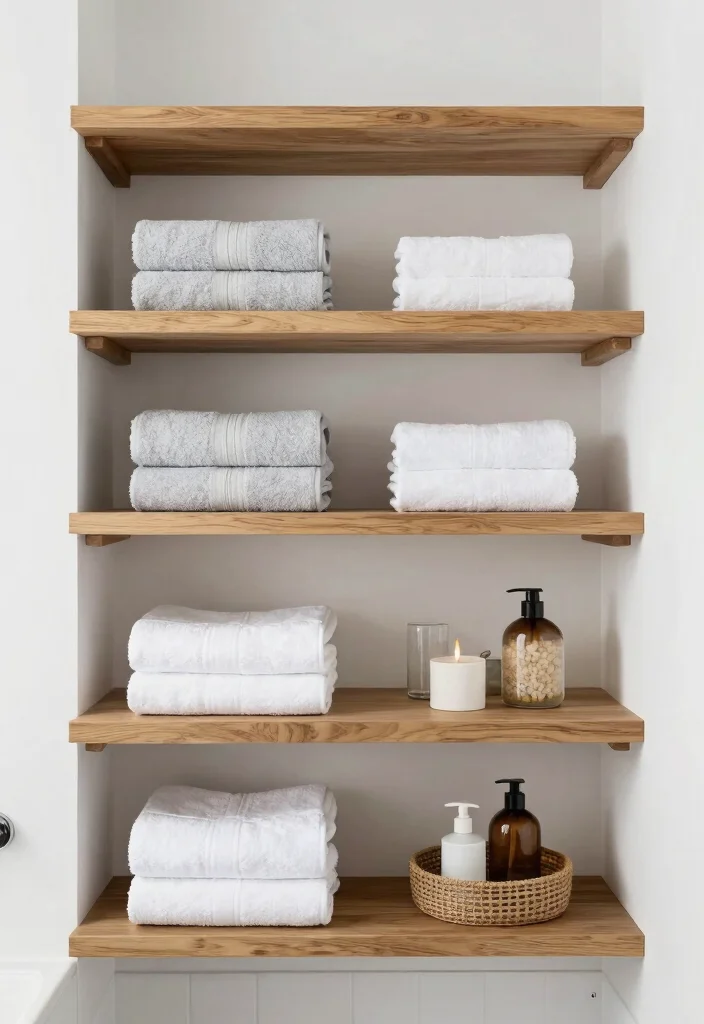 15 Remodeling Bathroom Ideas for a More Modern Upgrade 67 15 Remodeling Bathroom Ideas for a More Modern Upgrade - 7. Open Shelving 1